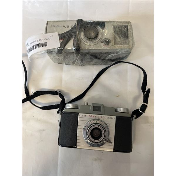 VINTAGE KODAK BROWNIE SUPER 27 AND KODAK PONY 135 CAMERAS
