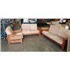 Image 1 : 3PC MODERN MISSION OAK STYLE SOFA, LOVESEAT AND CHAIR, IN GOOD CLEAN CONDITION