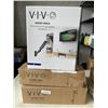 Image 1 : 2 VIVO SINGLE MONITOR DESK MOUNTS, AND VIVO SINGLE MONITOR PNEUMATIC ARM MOUNT