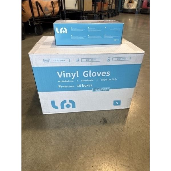 NEW CASE OF SIZE SMALL VINYL GLOVES, 10 BOXES OF 100PC