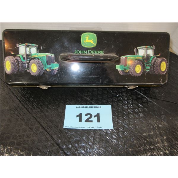 JOHN DEERE METAL STORAGE BOX (APPROX. 11"L X 4" W X 2"H)