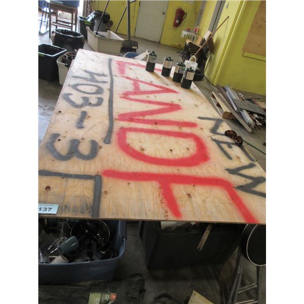 4' X 8' PLYWOOD (3/8") - 1 SHEET (SPRAY PAINTED)