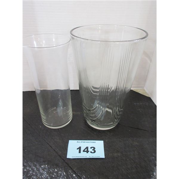 2 - GLASS VASES (APPROX. 9" D X 10"H)