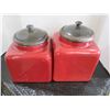 Image 1 : 3 - LARGE CERAMIC CANNISTERS (APPROX. 6" X 6")