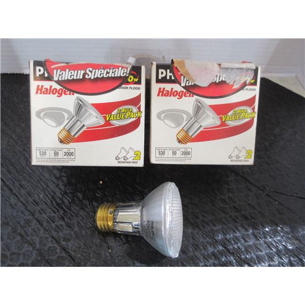 4 - 50 WATT HALOGEN BULBS (INDOOR/OUTDOOR) - 2 BOXES