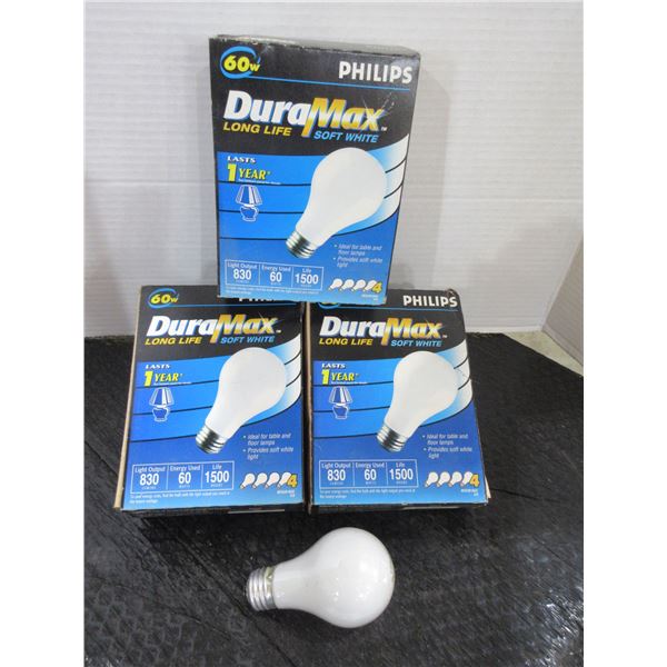 10 - PHILIPS DURAMAX 60 WATT LIGHT BULBS