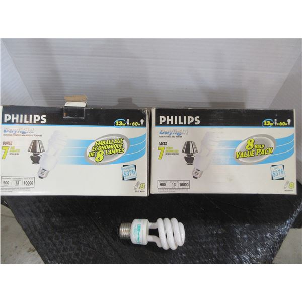 13 - PHILIPS 13 WATT - 60 WATT DAY LIGHT BULBS