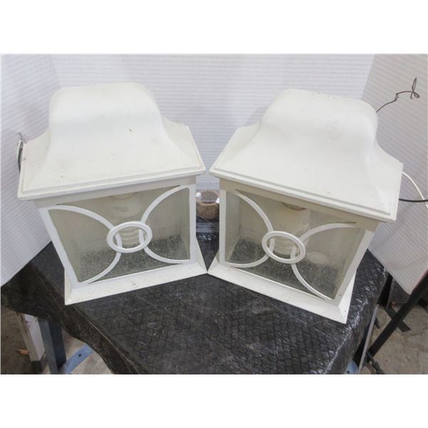 2 - OUTDOOR WALL LIGHTS WITH BULBS