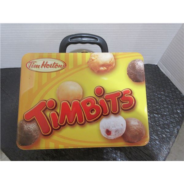 COLLECTABLE:  TIMBITS TIN/LUNCH BOX (APPROX 9"L X 7"W X 3/5" H)