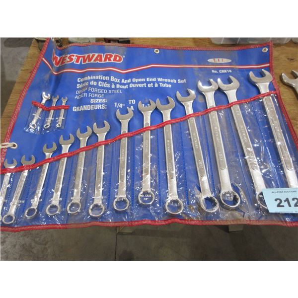 WESTWARD COMBINATION & OPEN END WRENCH SET (1/4" - 1 1/4" SAE)