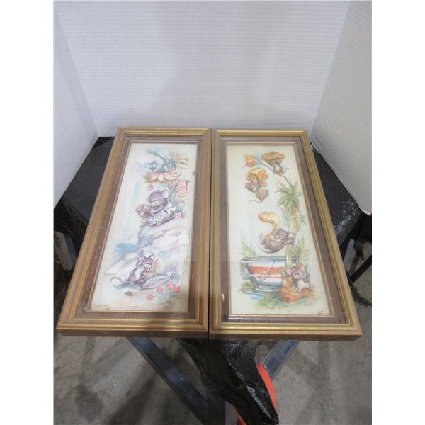 SET OF 4 PAPER TOLE PICTURES (APPROX. 17" X 8")