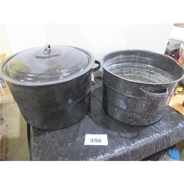 2 - ENAMEL CANNERS & 1 LID