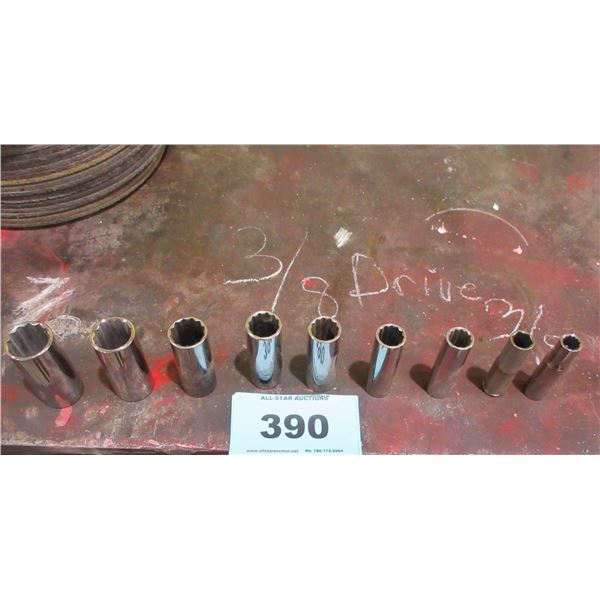 3/8" DRIVE DEEP SOCKETS (3/8" - 7/8") - 9 PIECES