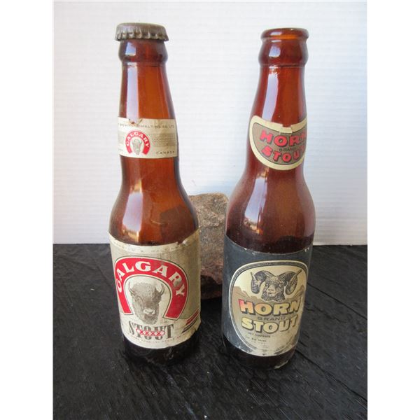 COLLECTABLE:  CALGARY STROUT & HORN STOUT BEER BOTTLES