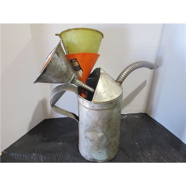 4 FUNNELS & OIL JUG