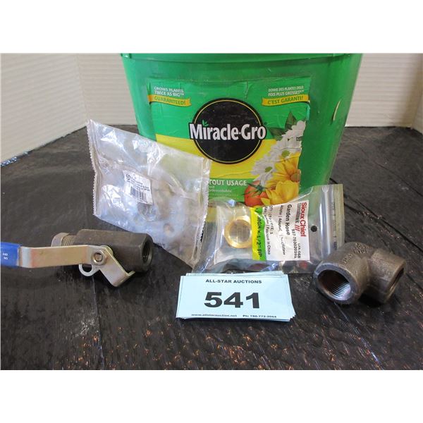 PAIL C/W GAS FITTING, HOSE FITTINGS, ETC