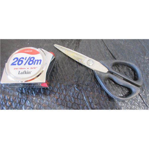 LUFKIN 26' TAPE MEASURE & FARBERWARE SCISSORS