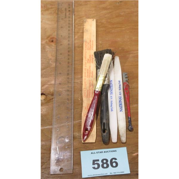 PAINT BRUSHES, RULERS, WELDING CHALK, ETC