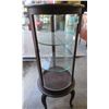 Image 3 : COLLECTABLE:  ROUND GLASS & WOOD CURIO CABINET *APPROX 19"D X 48"H)