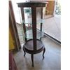Image 5 : COLLECTABLE:  ROUND GLASS & WOOD CURIO CABINET *APPROX 19"D X 48"H)