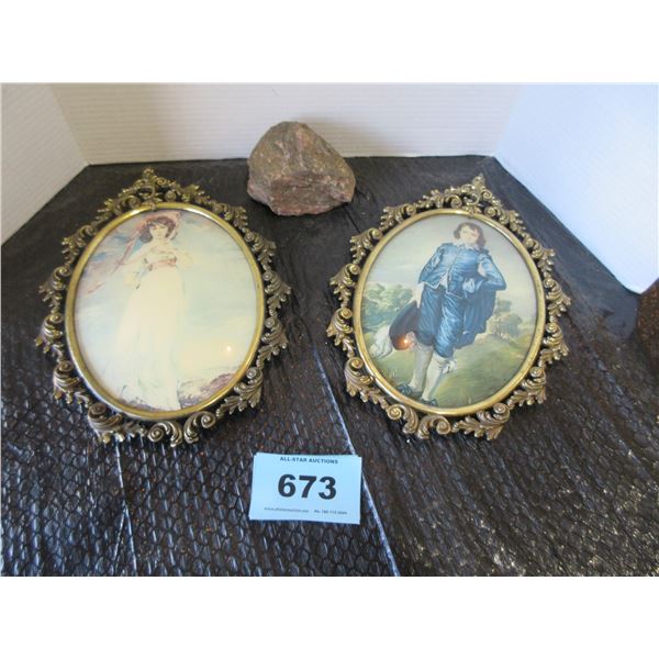 COLLECTABLE:  PINKY & BLUE BOY FRAMED PICTURES (APPROX. 13" X 9")