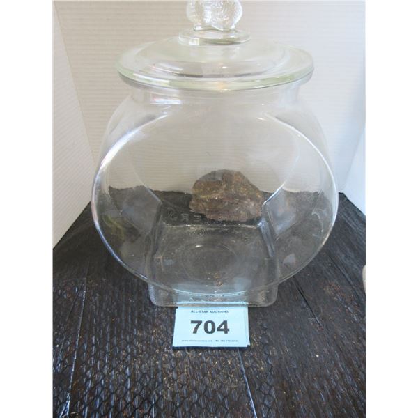 COLLECTABLE:  LARGE PLANTERS PEANUT JAR C/W LID (APPROX. 12"H X 10" D)