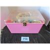 Image 1 : PINK SEWING BOX & CONTENTS