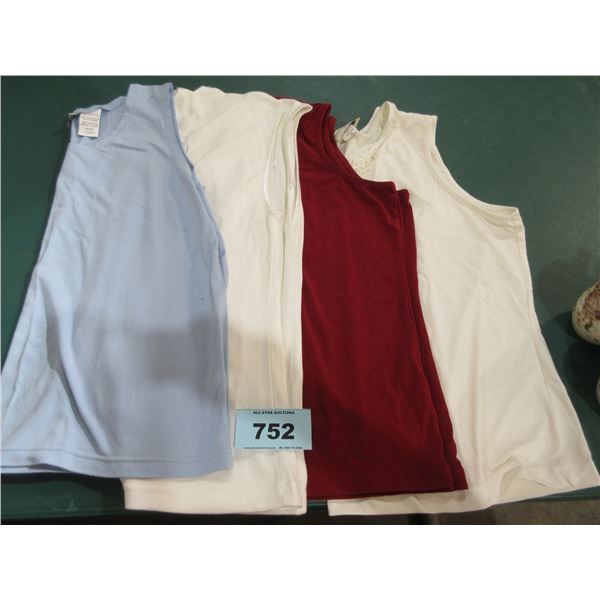 4 - LADIES SLEEVELESS SHIRTS (SIZE LARGE & XL)