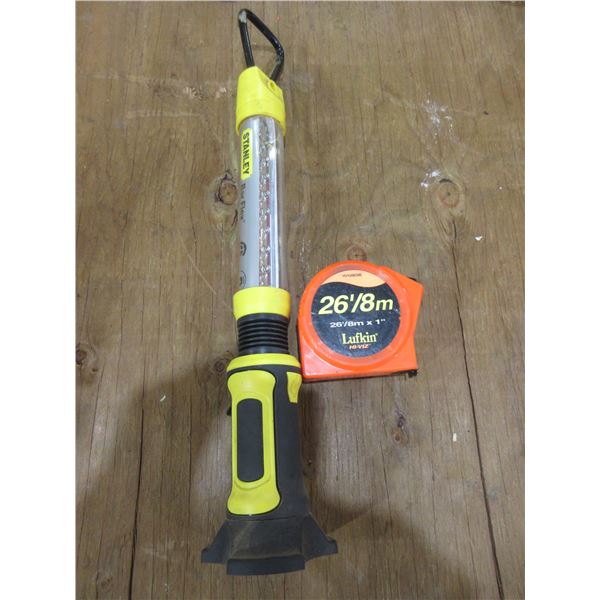 STANLEY WORK LIGHT, LUFKIN 26' TAPE MEASURE