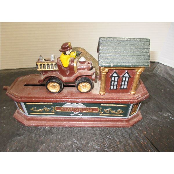 COLLECTABLE:  STATION HI CAST IRON BANK (APPROX. 9"L X 6"H)