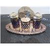 Image 1 : COBALT BLUE & EP CONDIMENT SET (SALT & PEPPER, TRAY & SALT JAR)