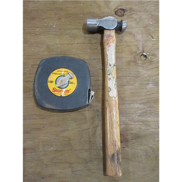 BALL PEN HAMMER, 100' TAPE MEASURE