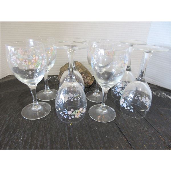 8 - FLORAL WINE GLASSES