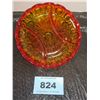Image 2 : VINTAGE:  8" RED & ORANGE GLASS SECTIONED DISH