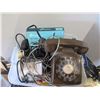 Image 1 : BIN C/W PHONE & ASSORTED CORDS (PHONE, CABLE, USB, ETC)