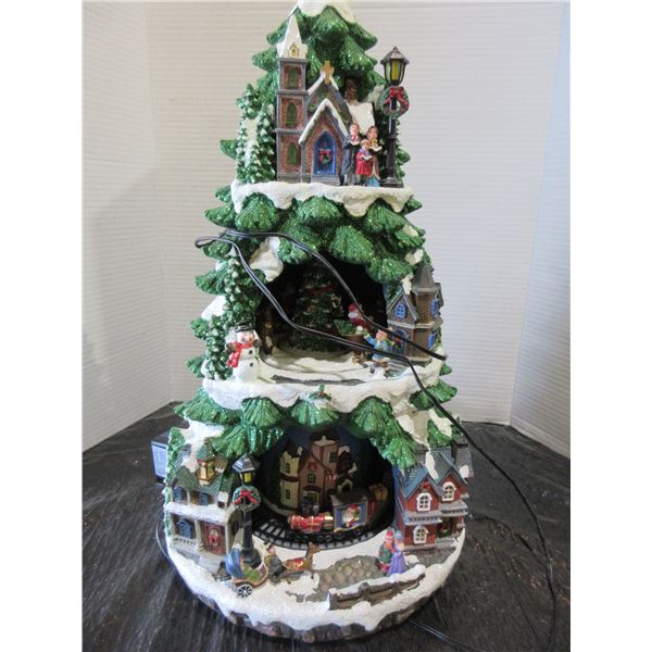 ANIMATED CHRISTMAS TREE/TRAIN ORNAMENT (APPROX. 19"H)
