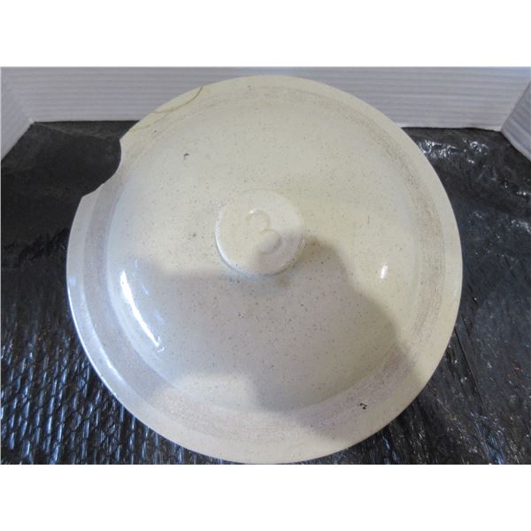 COLLECTABLE:  3 GALLON CROCK LID (REPAIRED)