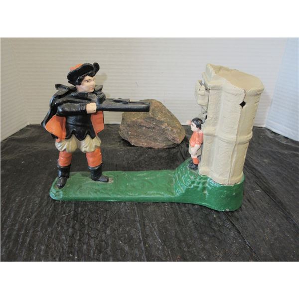 COLLECTABLE:  CAST IRON WILLIAM TELL BANK (APPROX. 7"H)