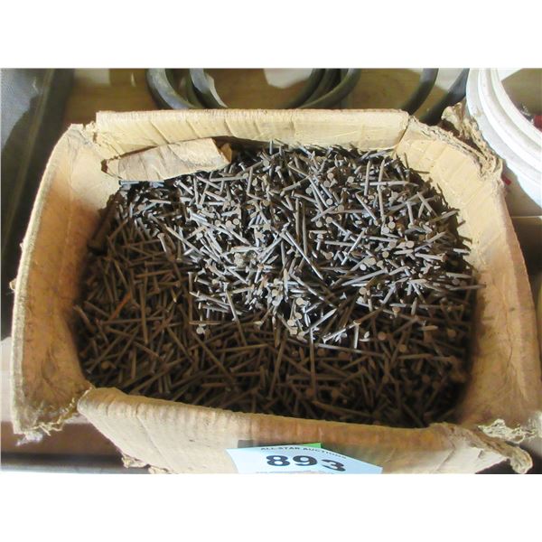 QUANTITY OF 2" NAILS & TIN & METAL SCREWS (BOX & 2 TUBS)
