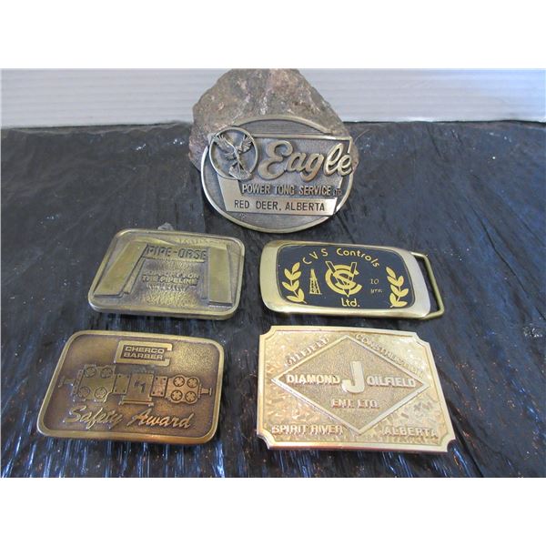 5 ASSORTED BELT BUCKLES