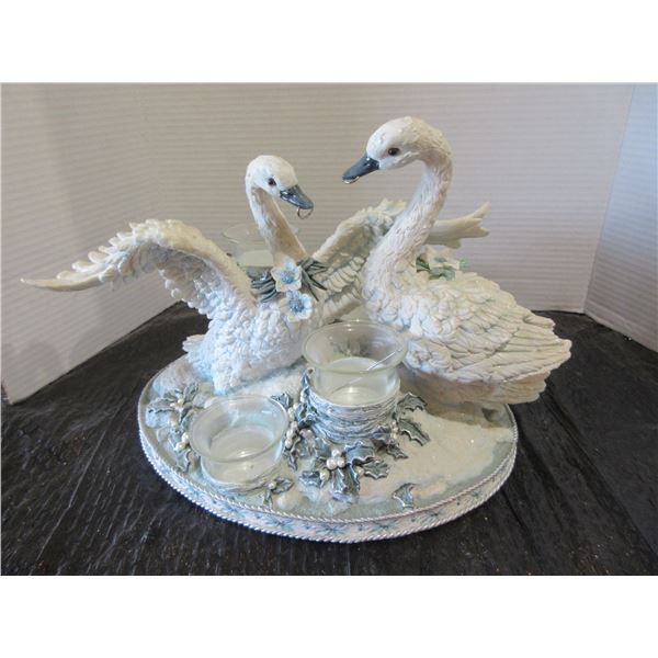 SERENITY SWAN CANDLE HOLDER (APPROX. 9"L X 4"H)