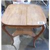 Image 1 : COLLECTABLE:  WOOD PARLOR TABLE (CRACK ON TOP) (APPROX. 24"H X 24"W X 29"H)