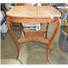 Image 2 : COLLECTABLE:  WOOD PARLOR TABLE (CRACK ON TOP) (APPROX. 24"H X 24"W X 29"H)