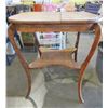 Image 4 : COLLECTABLE:  WOOD PARLOR TABLE (CRACK ON TOP) (APPROX. 24"H X 24"W X 29"H)