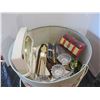 Image 3 : HAT BOX & LID C/W BOUQUET, MAKE-UP MIRROR, CANDLE HOLDERS, ETC