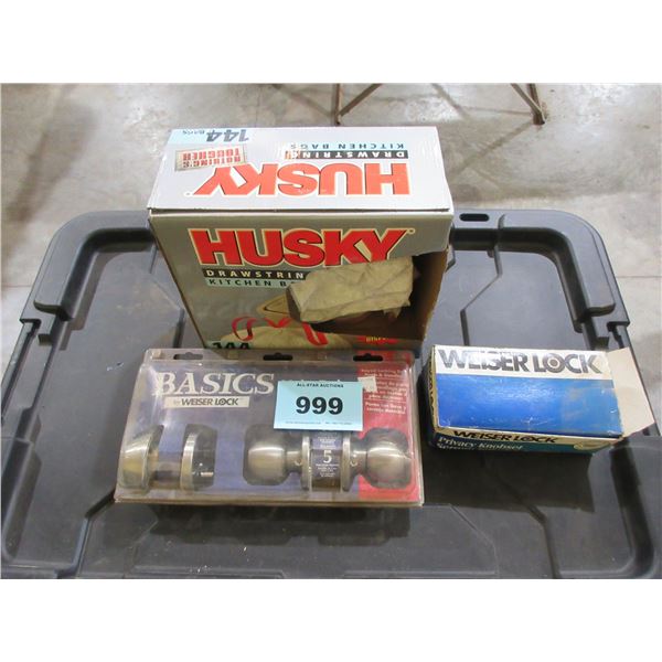 KEYED DOOR SET; PASSAGE DOOR SET; GARBAGE BAGS