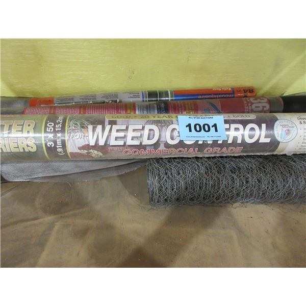 LANDSCAPE FABRIC; CHICKEN WIRE; SCREEN; APPROX. 9 BLINDS