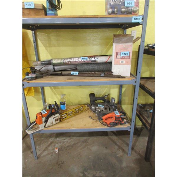 GREY METAL SHELF (APPROX. 51"L X 24"W X 72"H)