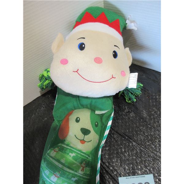 NEW:  LARGE DOG TOY ELF STOCKING