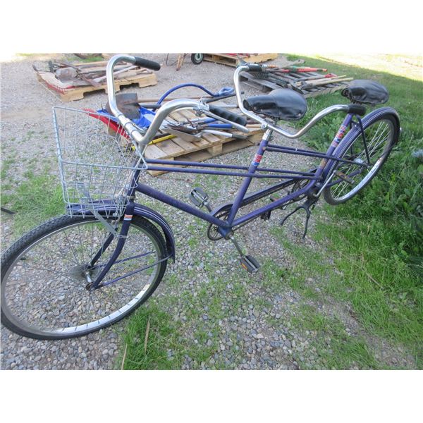 CCM TWO PERSON BICYCLE C/W STAND & FRONT BASKET